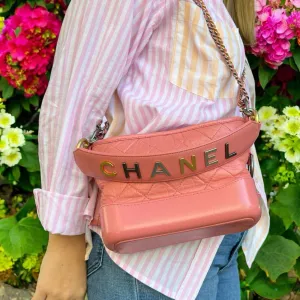 W/Certificate Chanel High-standard Pink Smooth transaction Gabrielle Logo Of Authenticity Hobo Bag Handle