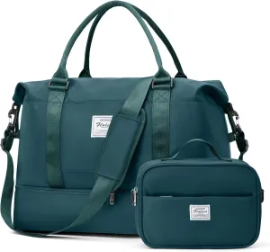 Weekender Bags for Women, Travel Duffel Bags with Shoe Compartment,Personal Item Travel Bag for Airlines, Carry on Overnight Tote Bag for women with Toiletry Bag, Peacock Blue