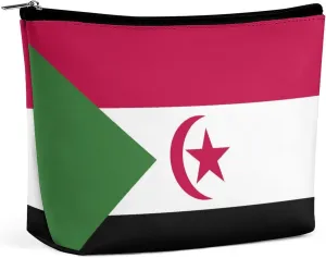 Western Sahara Flag Compact Makeup Organizer Travel Cosmetic Bag for Women