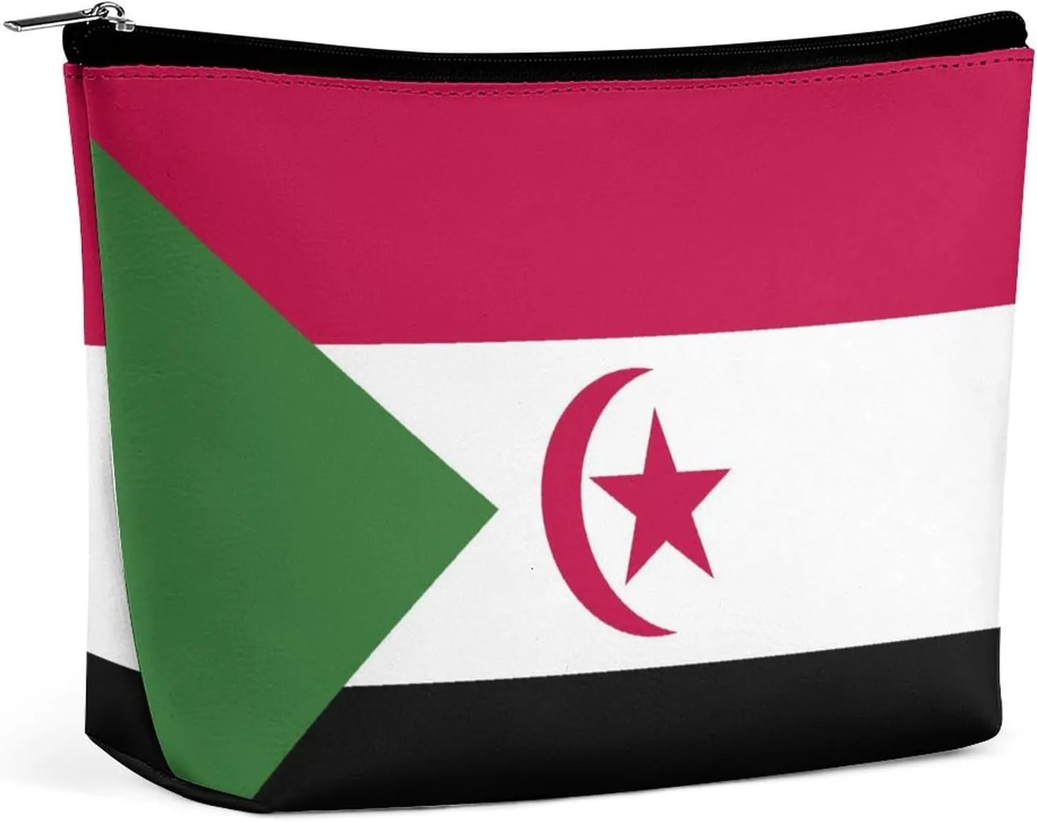 Western Sahara Flag Compact Makeup Organizer Travel Cosmetic Bag for Women
