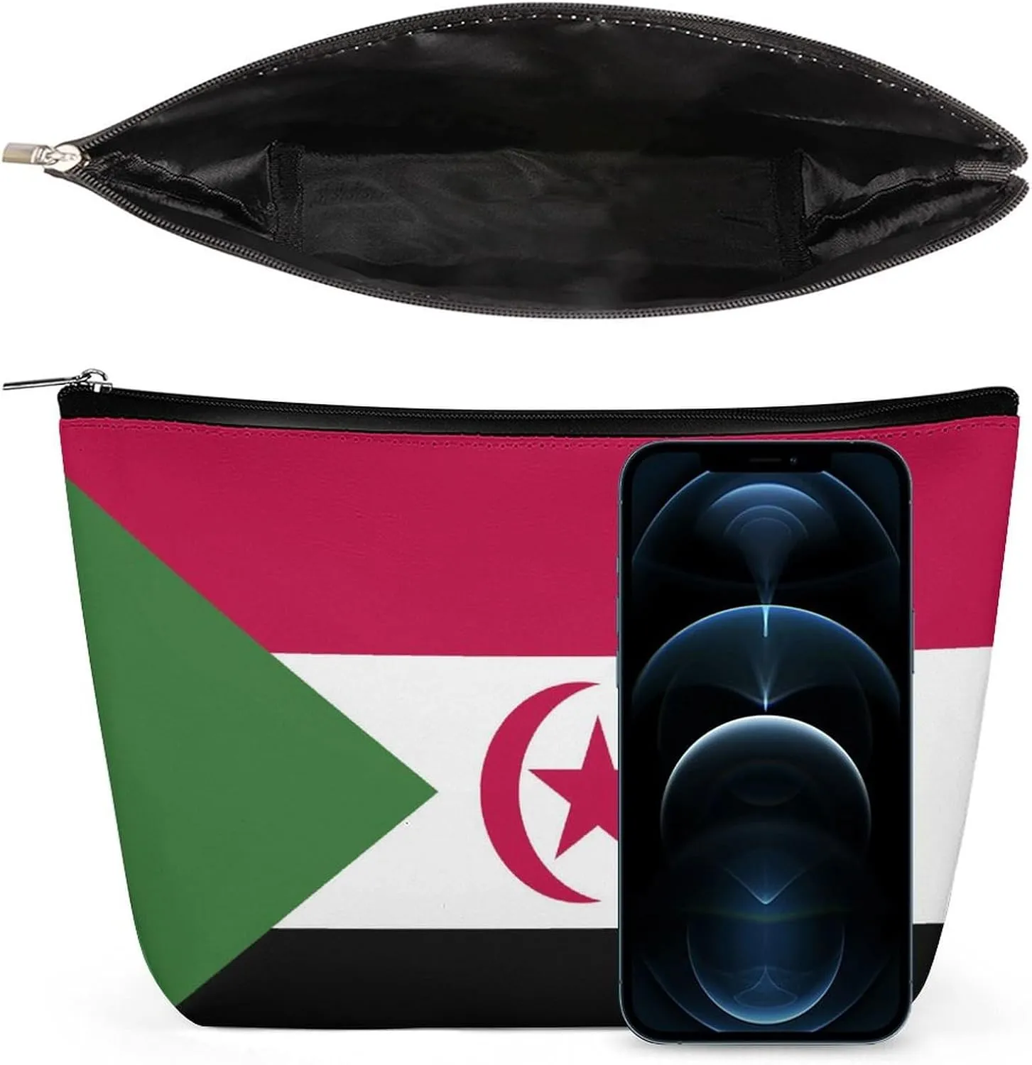 Western Sahara Flag Compact Makeup Organizer Travel Cosmetic Bag for Women