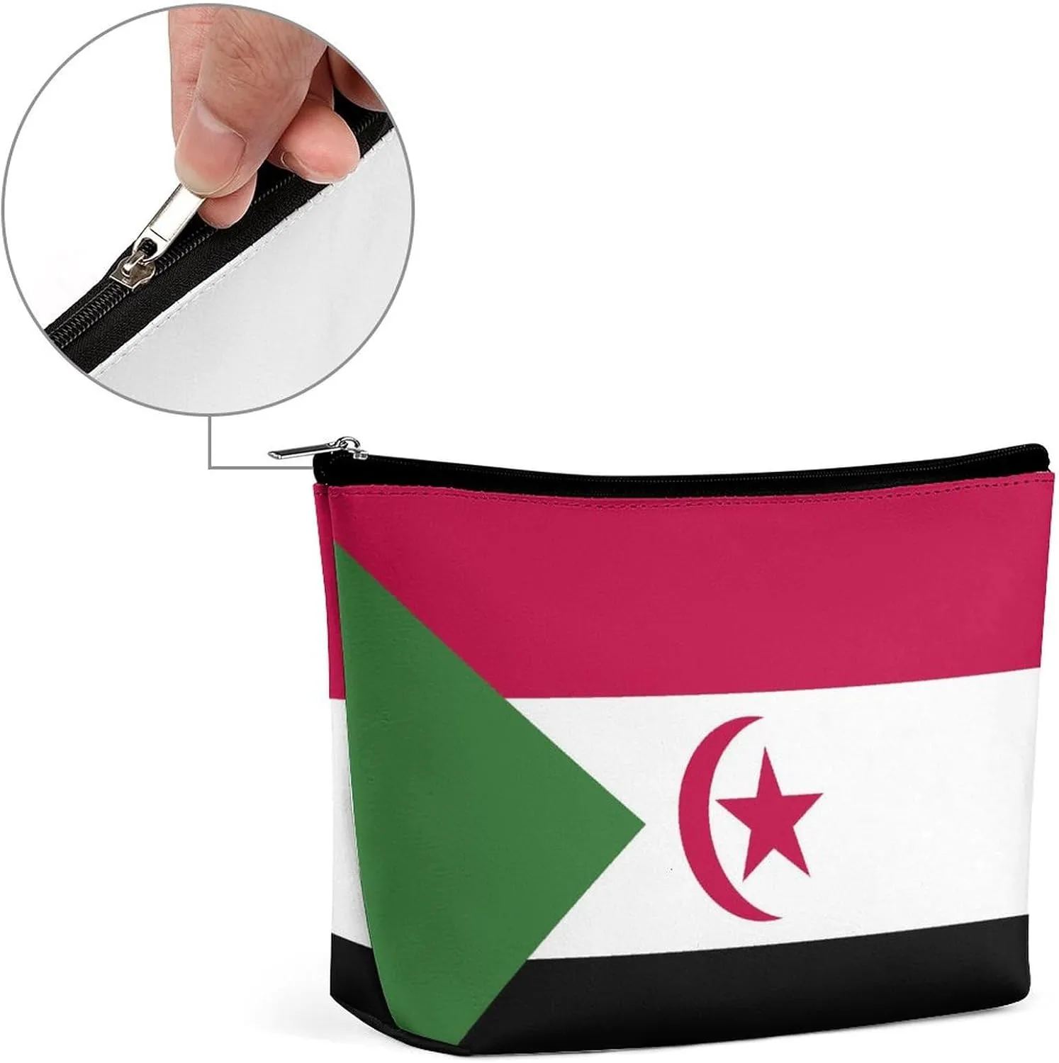 Western Sahara Flag Compact Makeup Organizer Travel Cosmetic Bag for Women