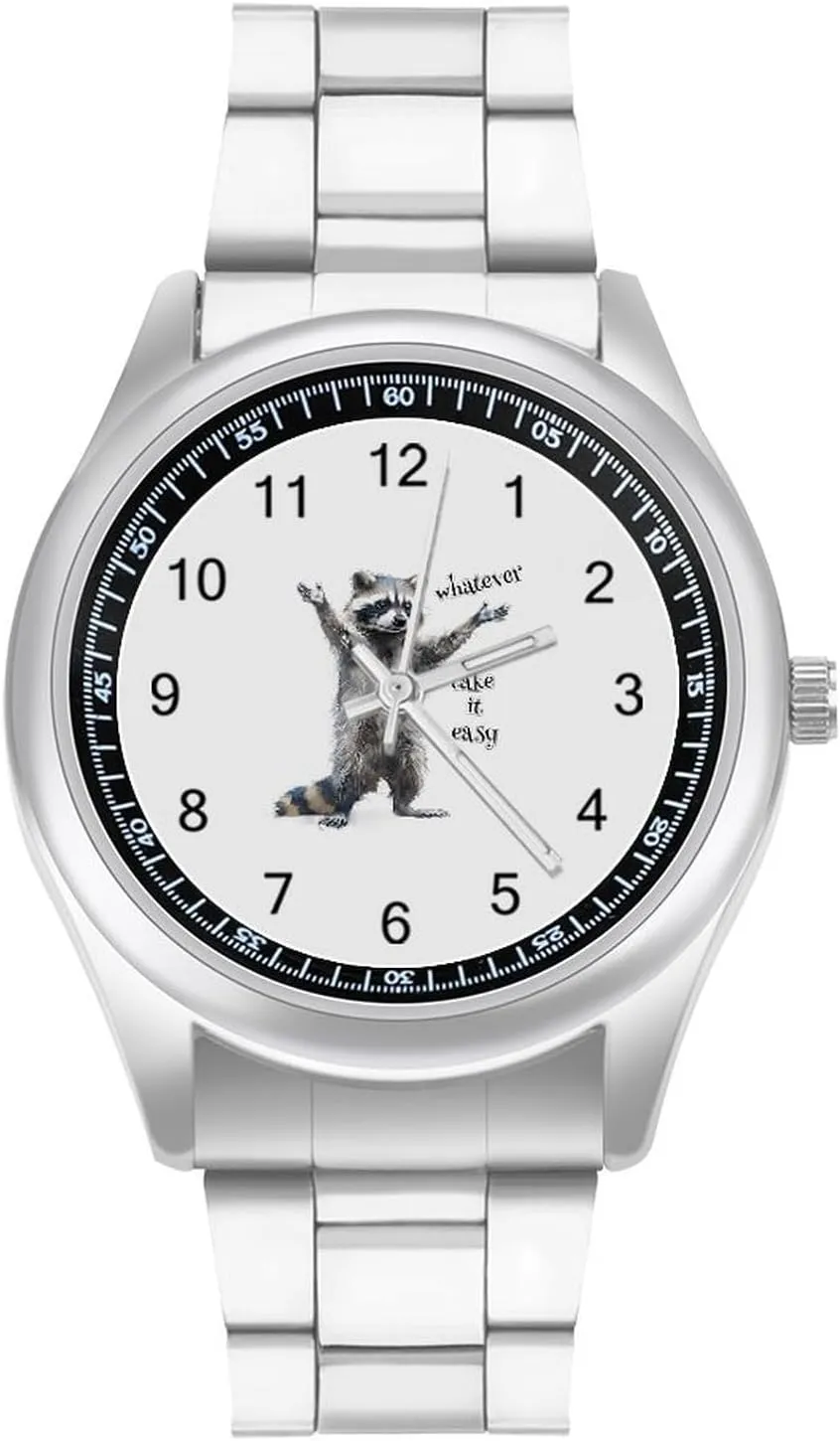 Whatever Raccoon Fashion Classic Wrist Watches for Men Casual Business Dress Watch Unisex