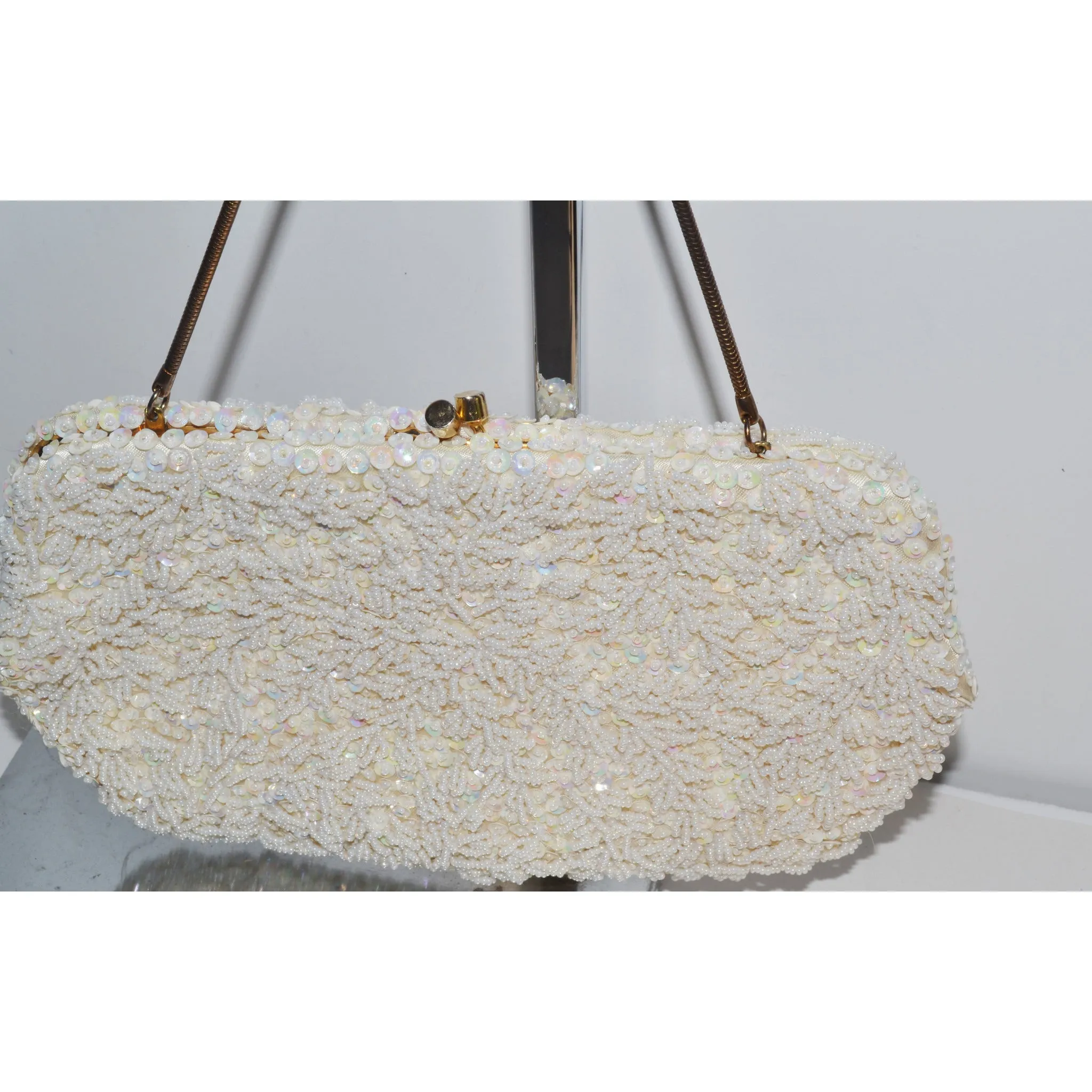 White Beaded Purse By LaRegale
