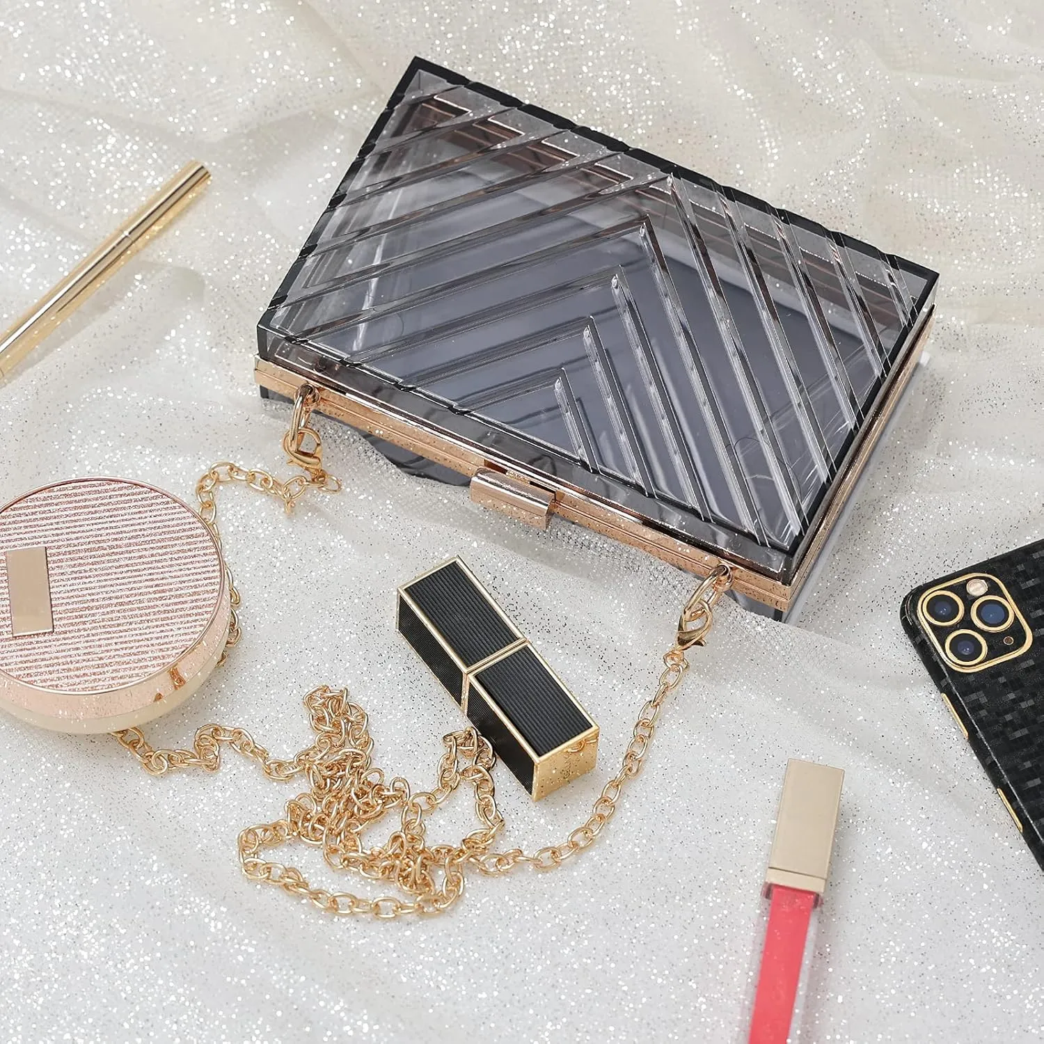WJCD Clear Purses For Women Acrylic Clear Clutch Bag Stadium Approved
