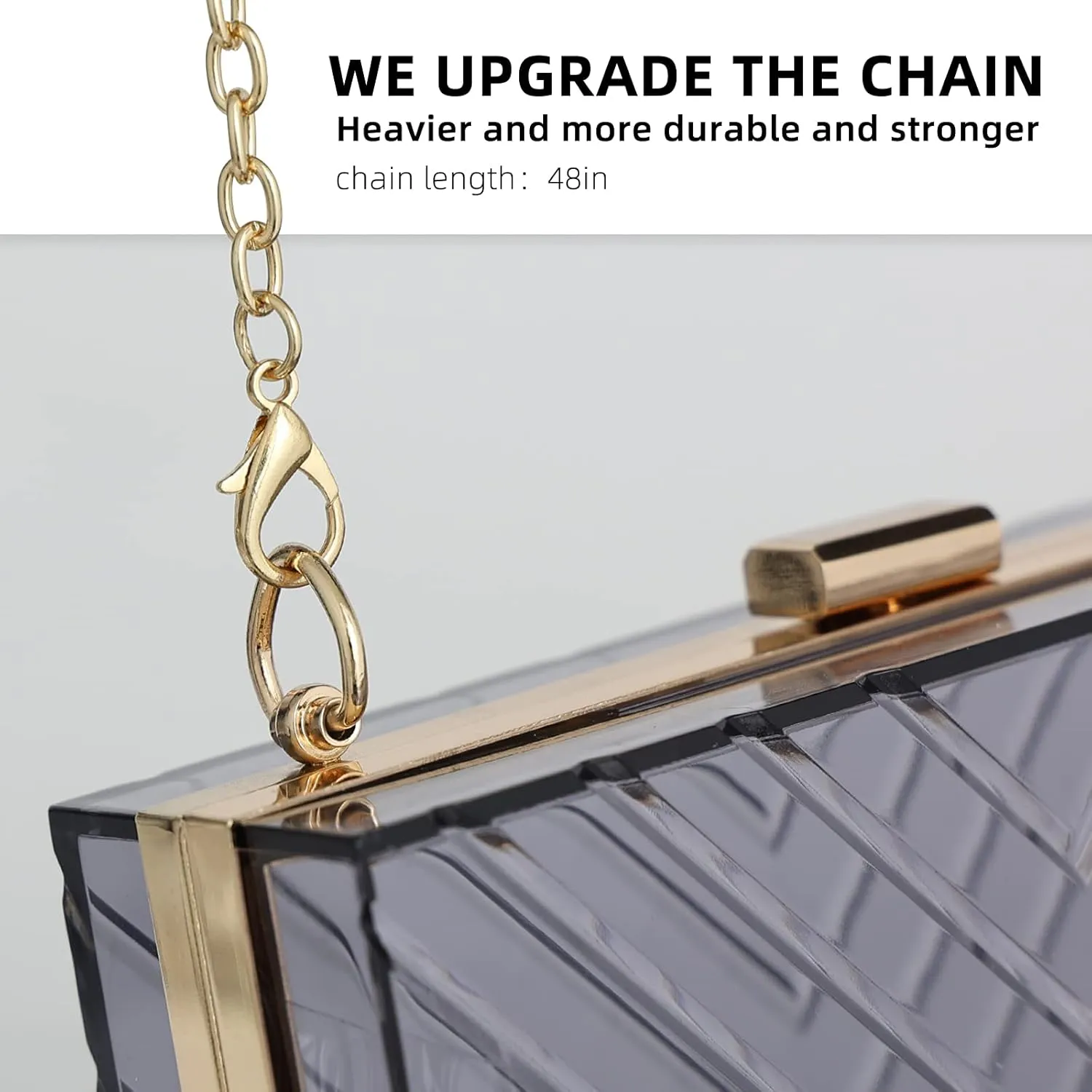 WJCD Clear Purses For Women Acrylic Clear Clutch Bag Stadium Approved