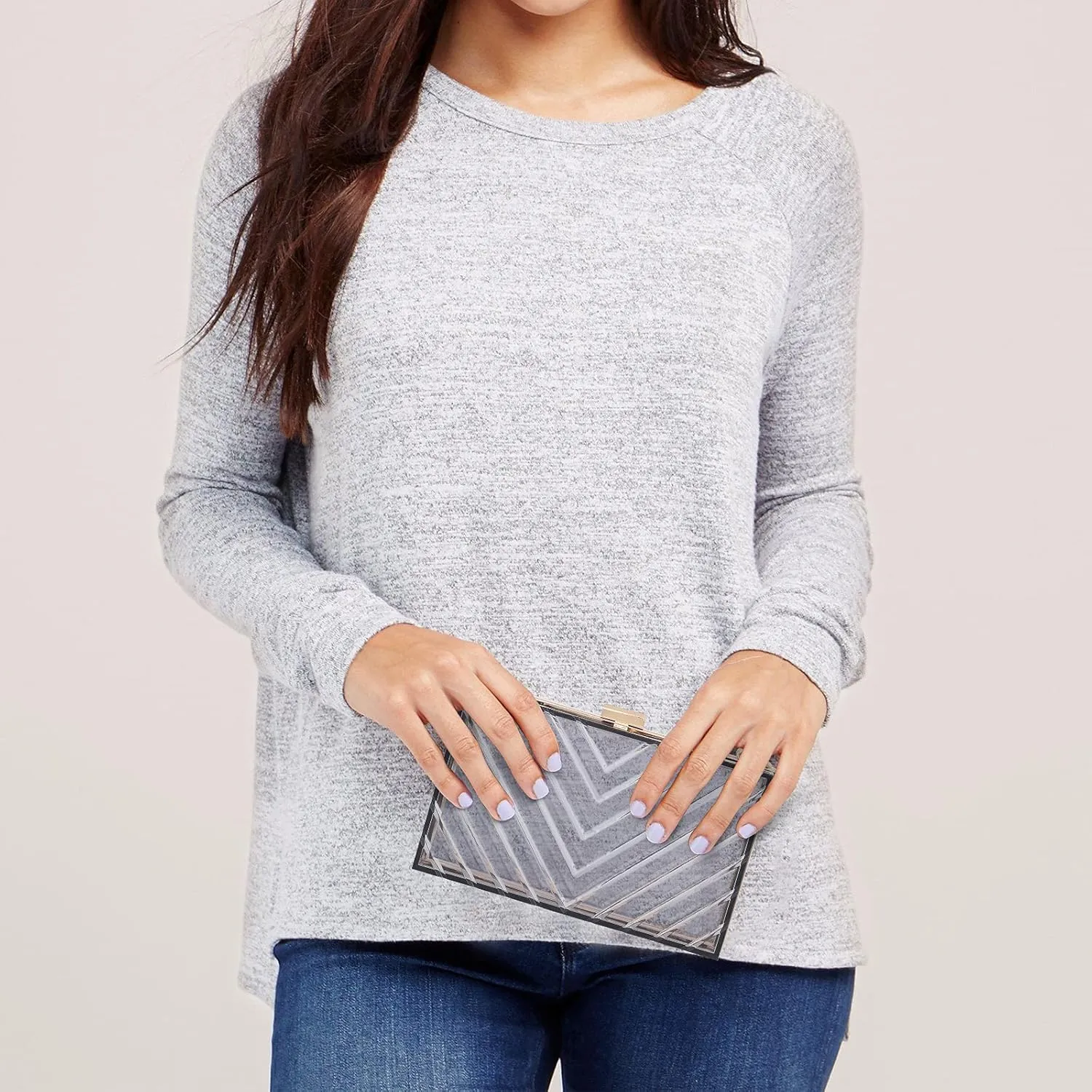 WJCD Clear Purses For Women Acrylic Clear Clutch Bag Stadium Approved