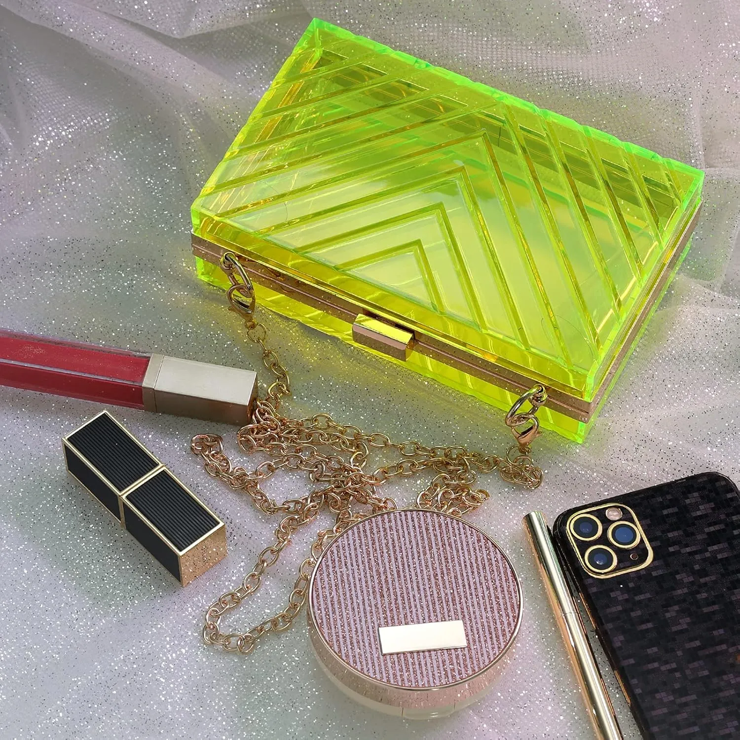 WJCD Clear Purses For Women Acrylic Clear Clutch Bag Stadium Approved