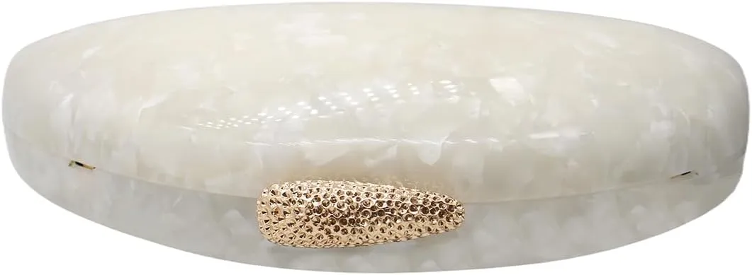 Women Acrylic Evening Clutch Chic Shell Purse Egg Handbag Marble Shoulder Crossbody Bag for Prom Cocktail Party