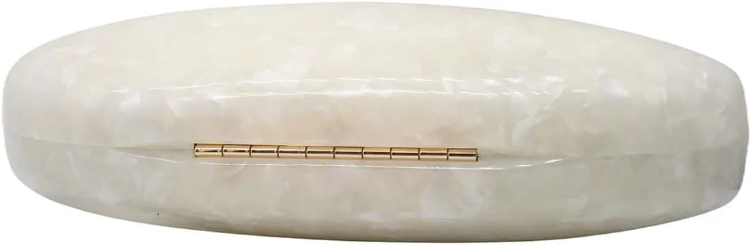 Women Acrylic Evening Clutch Chic Shell Purse Egg Handbag Marble Shoulder Crossbody Bag for Prom Cocktail Party
