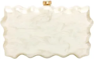Women Acrylic Evening Clutch Purse Glitter Wavy Marble Handbag Chain Shoulder Bag for Party Prom Cocktail