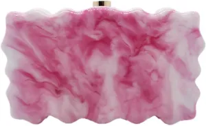 Women Acrylic Evening Clutch Purse Glitter Wavy Marble Handbag Chain Shoulder Bag for Party Prom Cocktail