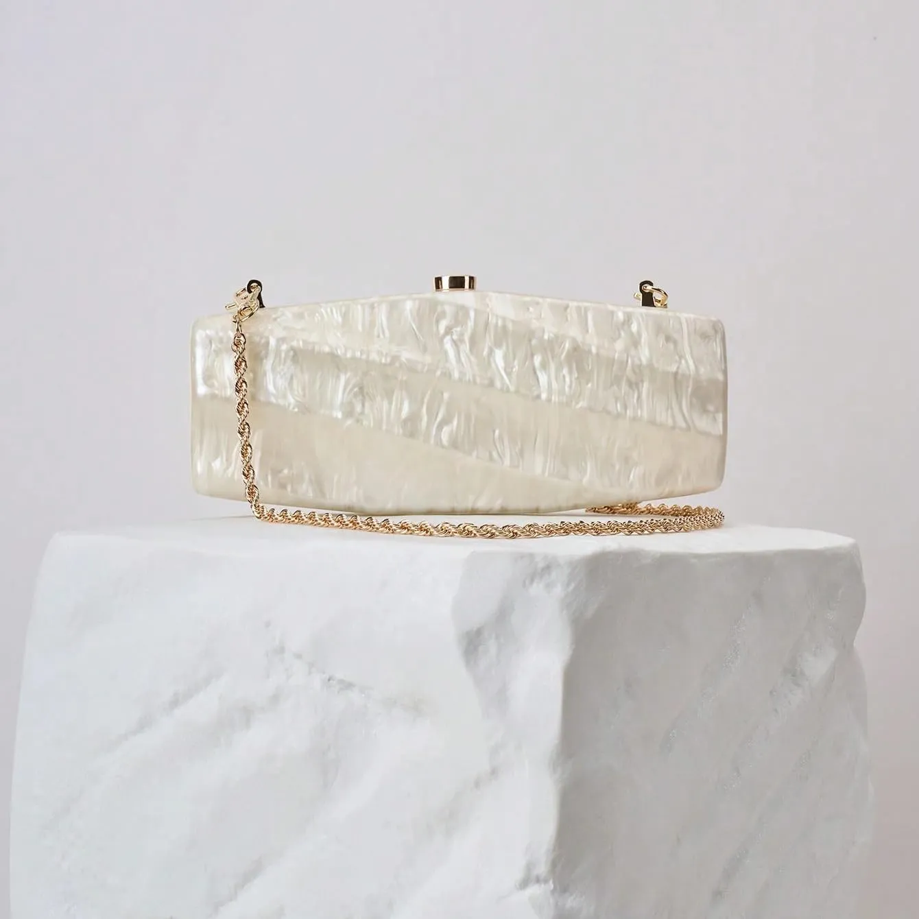 Women Acrylic Evening Clutch Purse Unique Stripe Pressed Marble Handbag for Wedding Party Prom