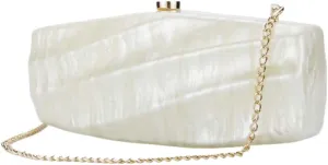 Women Acrylic Evening Clutch Purse Unique Stripe Pressed Marble Handbag for Wedding Party Prom