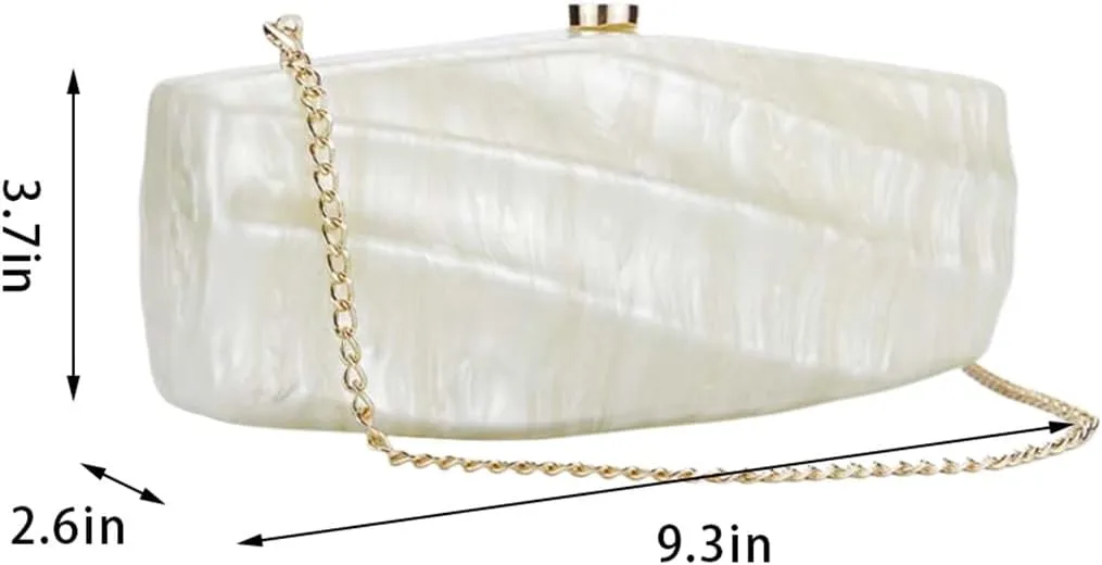 Women Acrylic Evening Clutch Purse Unique Stripe Pressed Marble Handbag for Wedding Party Prom