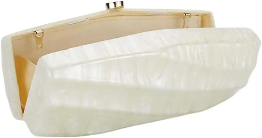 Women Acrylic Evening Clutch Purse Unique Stripe Pressed Marble Handbag for Wedding Party Prom