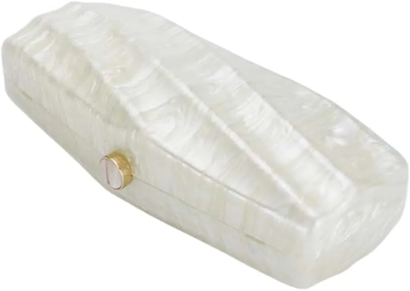 Women Acrylic Evening Clutch Purse Unique Stripe Pressed Marble Handbag for Wedding Party Prom
