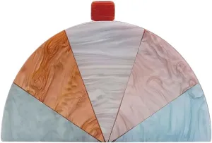 Women Acrylic Purses and Handbags Semicircle Acrylic Clutch Unique Crossbody Bag with Chain Party Evening Bag