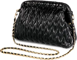 Women Clutch Bag Women's Evening Handbag Pleated PU Clutch Purse Quilted Handbags for Women Wedding Cocktail Party