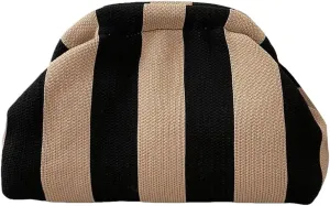 Women Colorblock Dumpling Clutch - Contrast Color Knitting Casual Summer Beach Bag