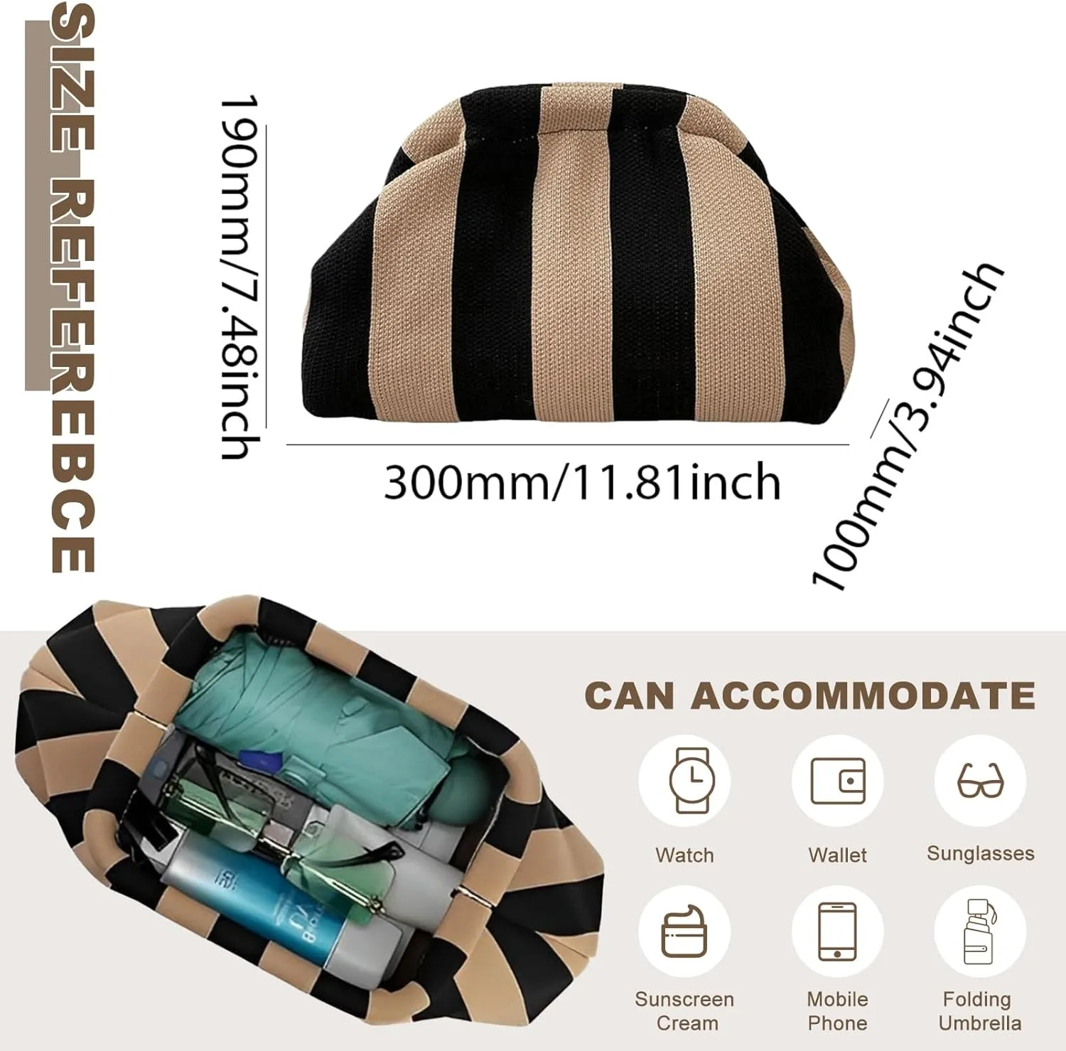 Women Colorblock Dumpling Clutch - Contrast Color Knitting Casual Summer Beach Bag