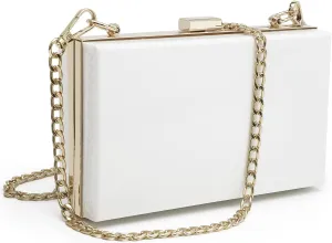 Women Cute Clear Purse Acrylic Box Clutch Handbag, Transparent Crossbody Evening Bag Stadium Approved Chain Strap