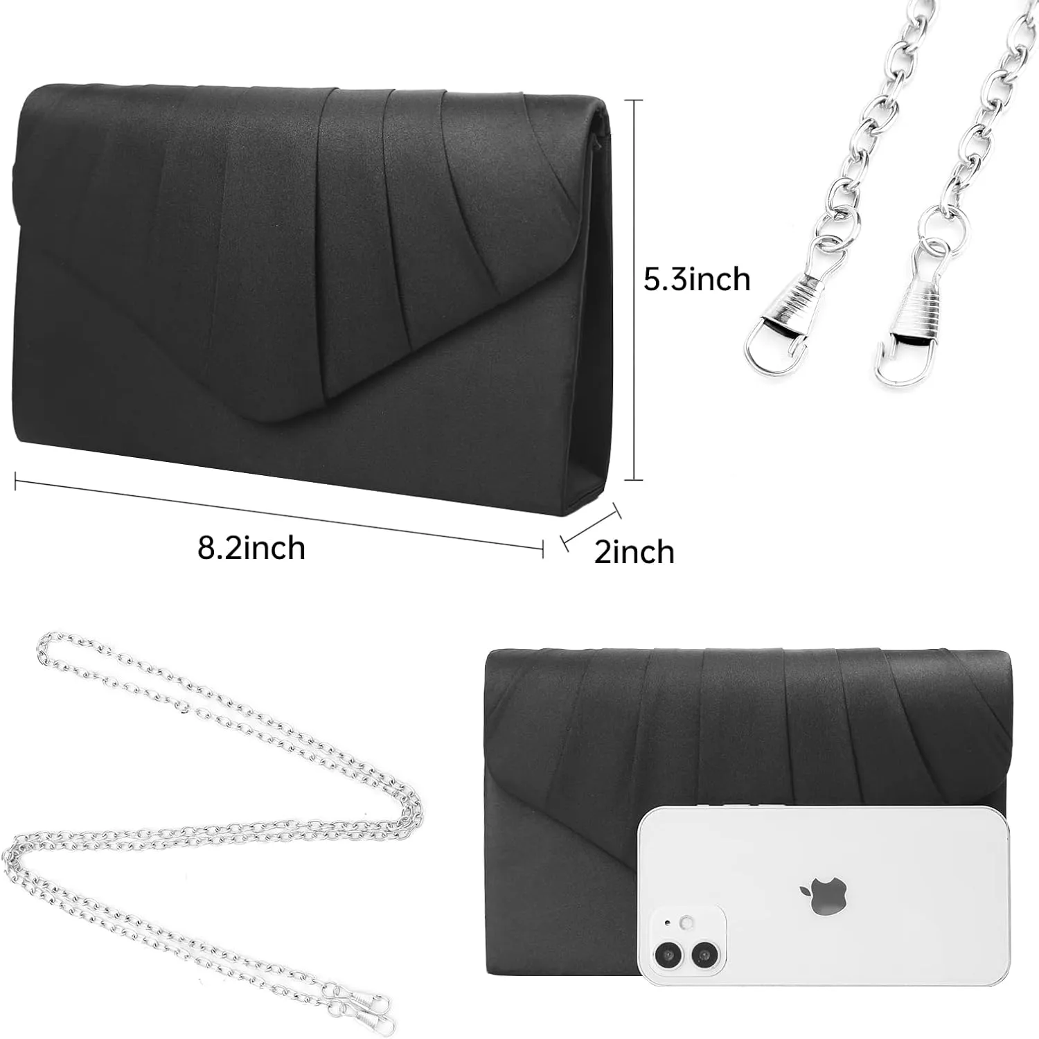 Women Evening Bag Clutch Rhinestone Envelope Party Handbag Bridal Prom Purse