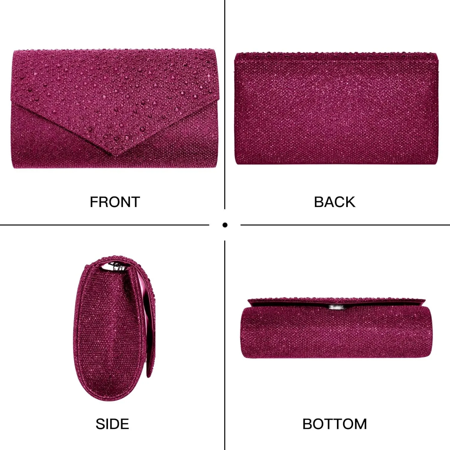 Women Evening Bag Clutch Rhinestone Envelope Party Handbag Bridal Prom Purse