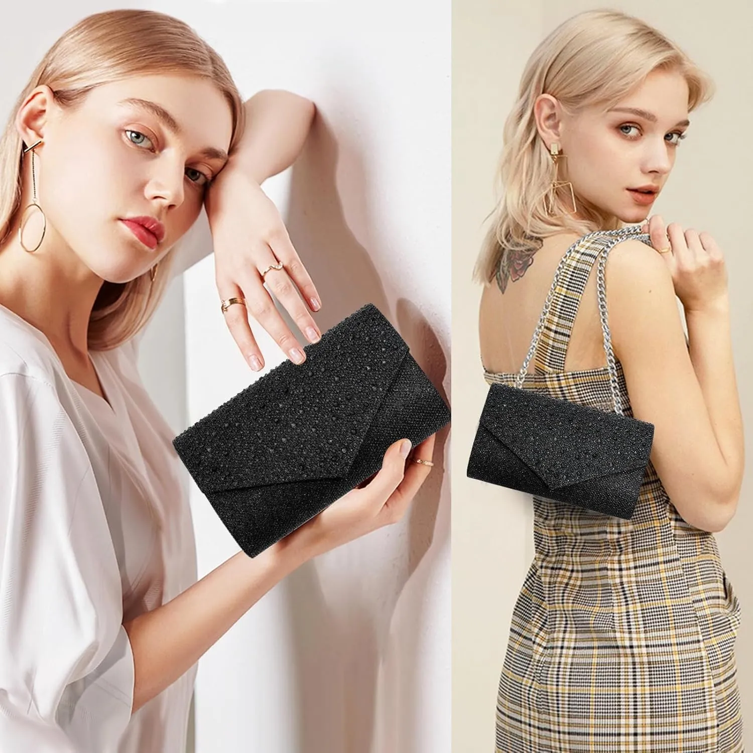 Women Evening Bag Clutch Rhinestone Envelope Party Handbag Bridal Prom Purse