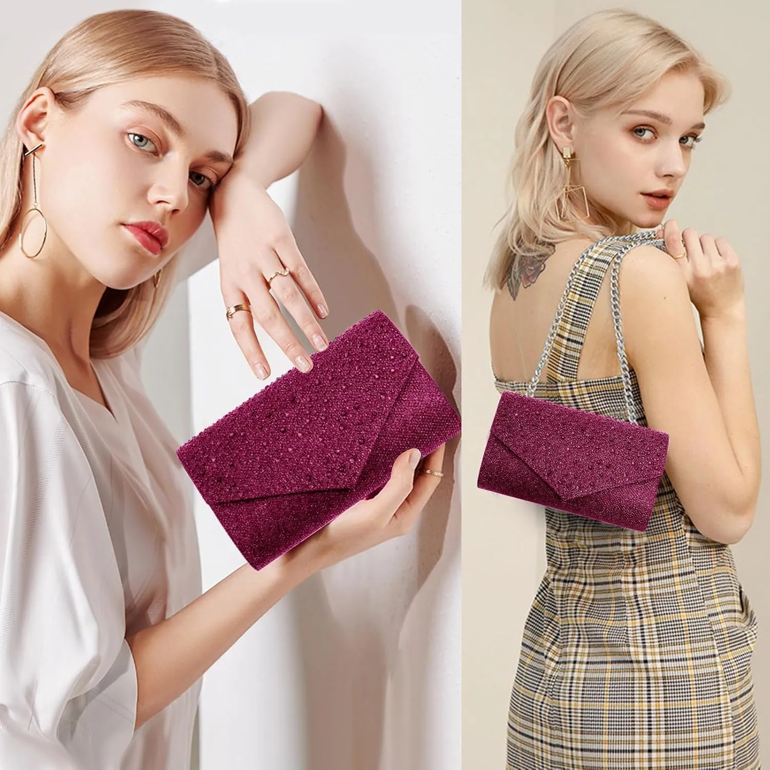 Women Evening Bag Clutch Rhinestone Envelope Party Handbag Bridal Prom Purse