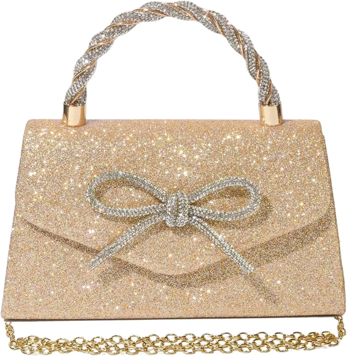 Women Evening Bag Sparkly Bow Clutch Purses Wedding Glitter Rhinestone Clutch Bags Dressy Handbags for Party, Prom
