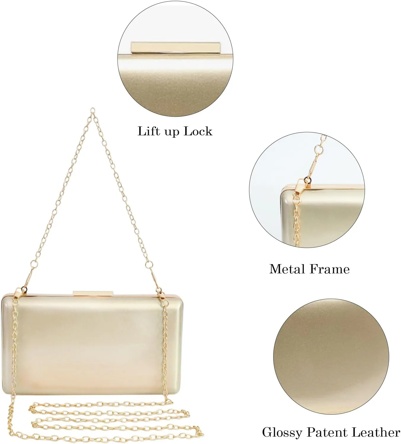 Women Evening Clutch Purses Patent Leather Clutches Formal Party Wedding Cocktail Prom Purse Handbags