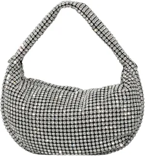 Women Glitter Handbag Sparkly Rhinestone Fashion Dumpling Bag Simple Evening Clutch Stylish Armpit Bag Chic Clutc