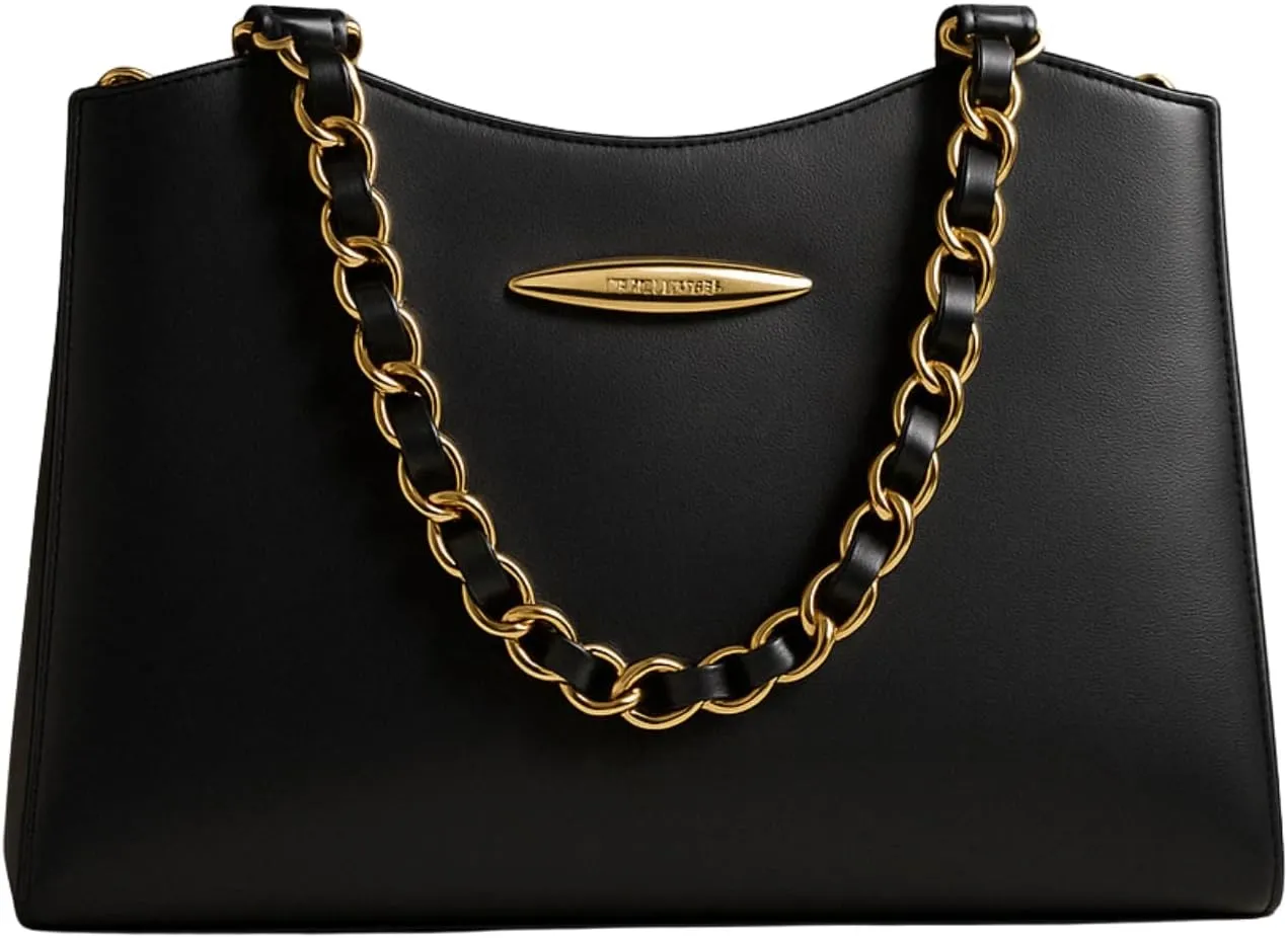 Women Handbag and Purses Black Bag with Retro Handle & Secure Zip | Shoulder Bag with Removable Strap Cross Body Bag