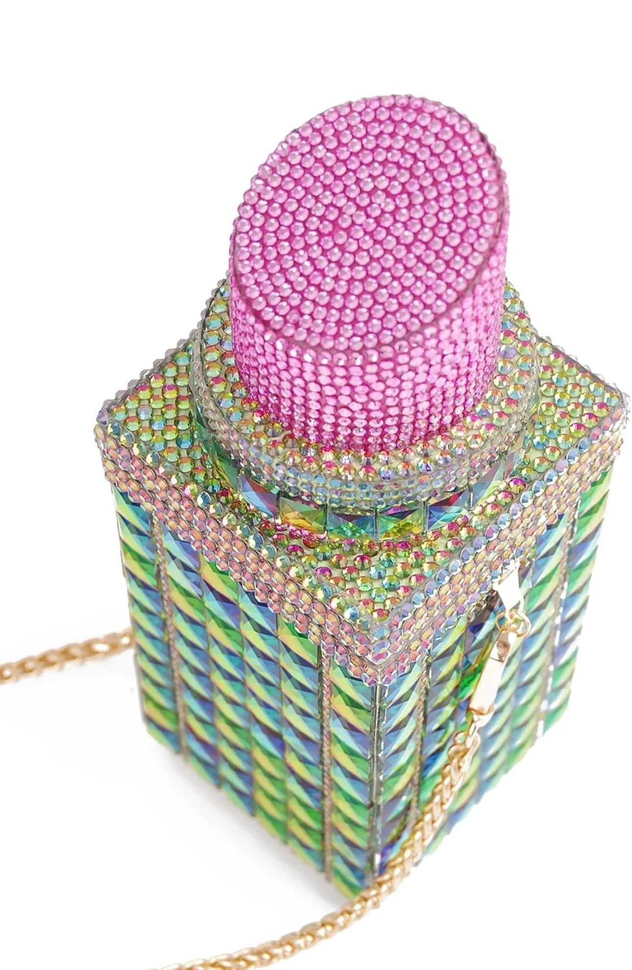 Women Lipstick Shape Inlaid Rhinestone Crystal Glitter Evening Bags Purses Clutch Sparkly Banquet Handbag