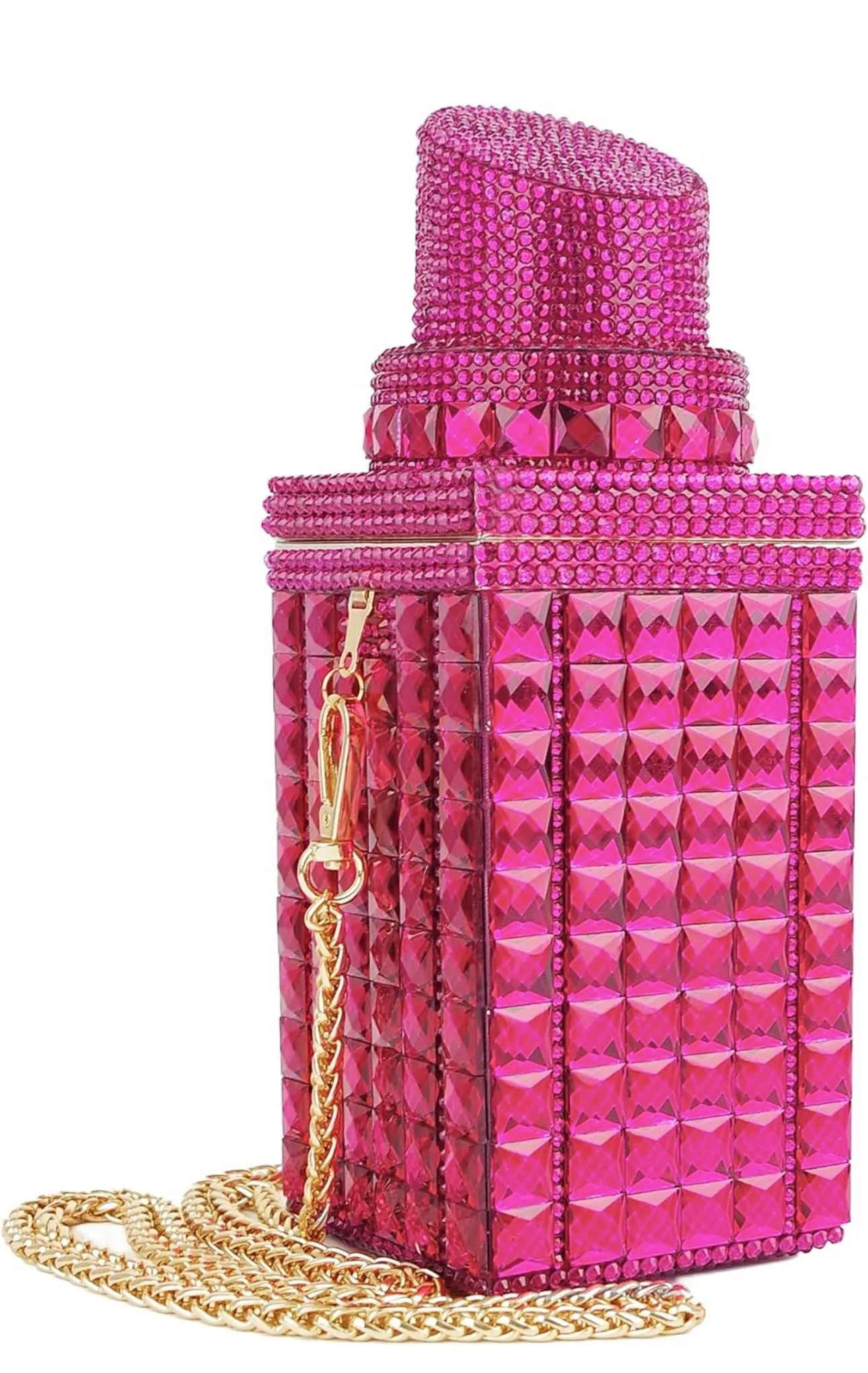 Women Lipstick Shape Inlaid Rhinestone Crystal Glitter Evening Bags Purses Clutch Sparkly Banquet Handbag