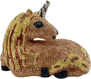Women Luxury Horse Shape Crystal Evening Bag Chic Animal Clutch Rhinestone Diamond Purse Handbag for Party Prom