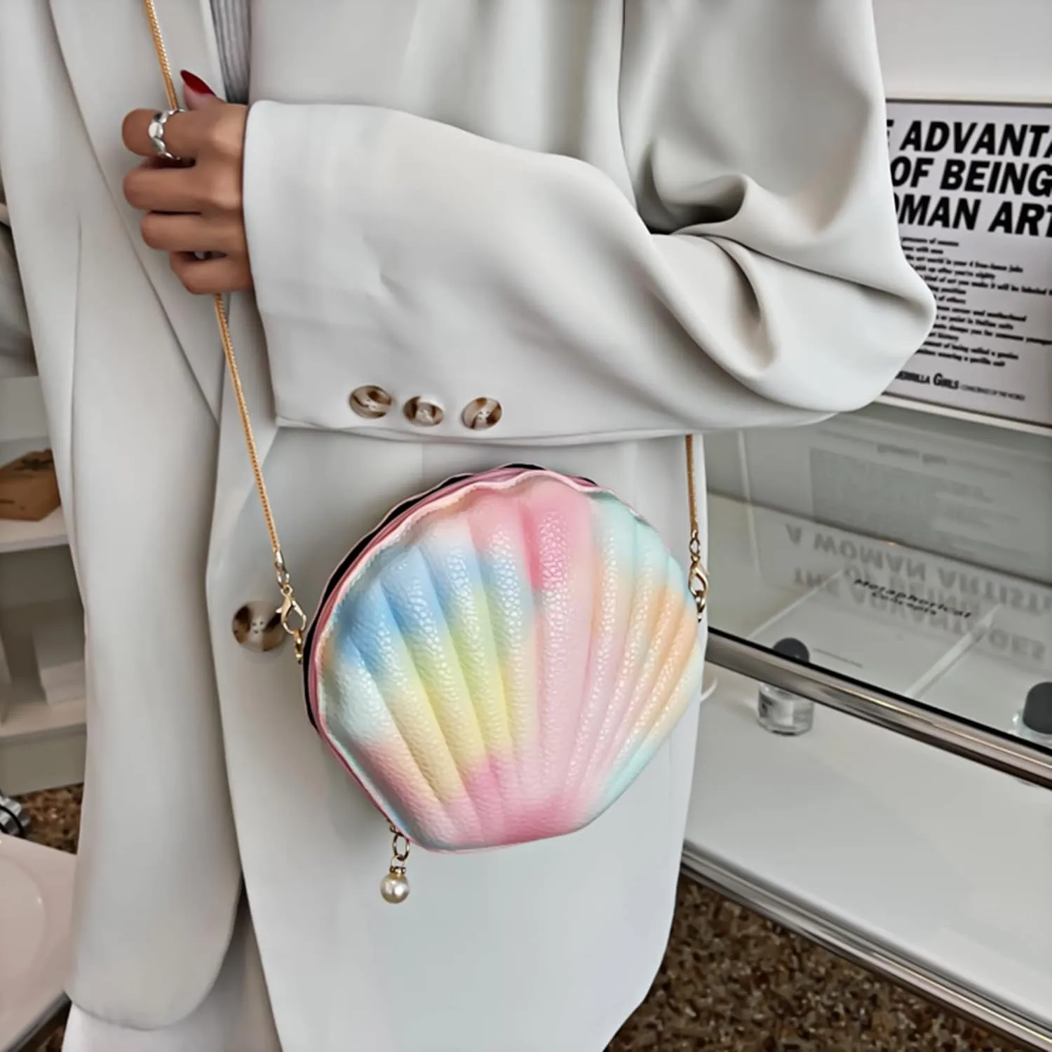 Women Mini Seashell Evening Clutch Handbag Cross-body Bag Shoulder Bag