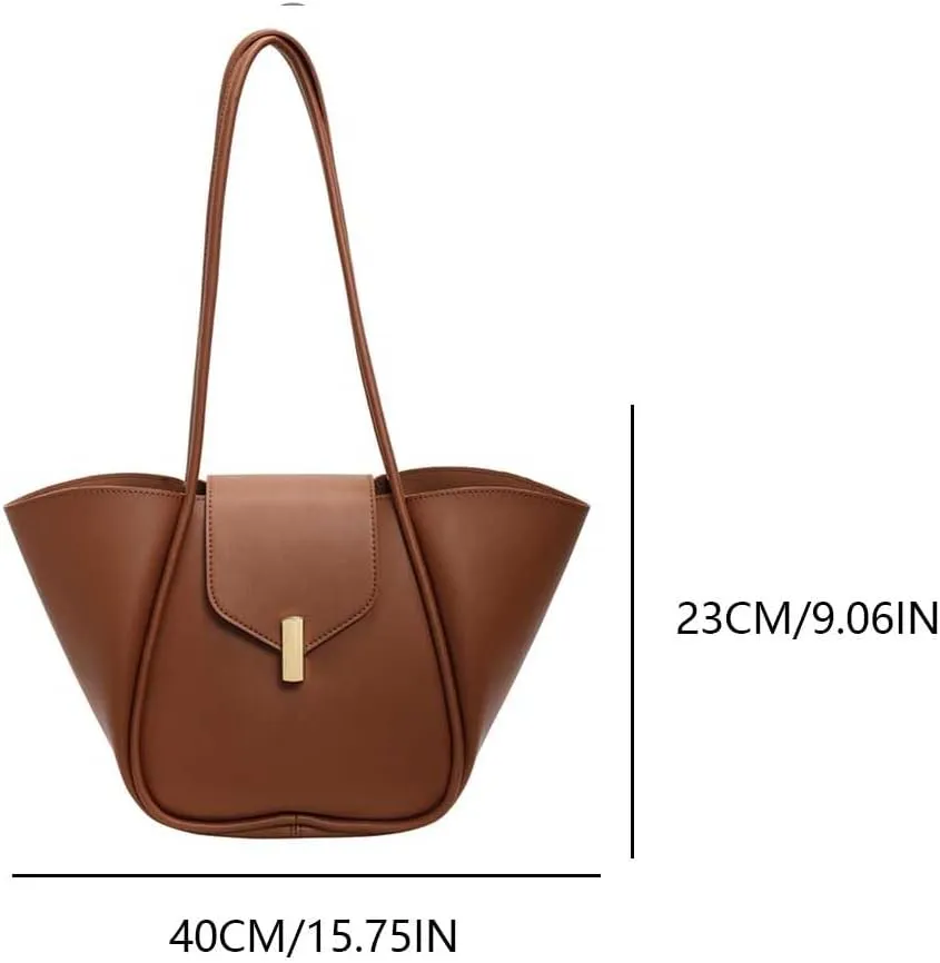 Women PU Leather Tote, Simple Tote Handbag, Large Capacity Luxury Tote Bag Adjustable Strap, Satchel Hobo Shoulder Ba