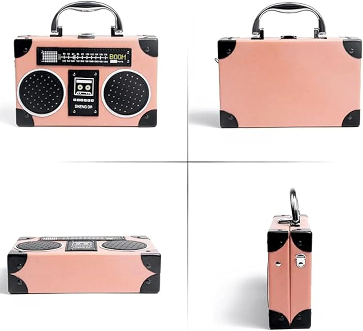 Women Retro Radio Shape Crossbody Bag, Hundred Dollar Bill Box Shoulder Bag, PU Leather Vintage Evening Clutch Purses