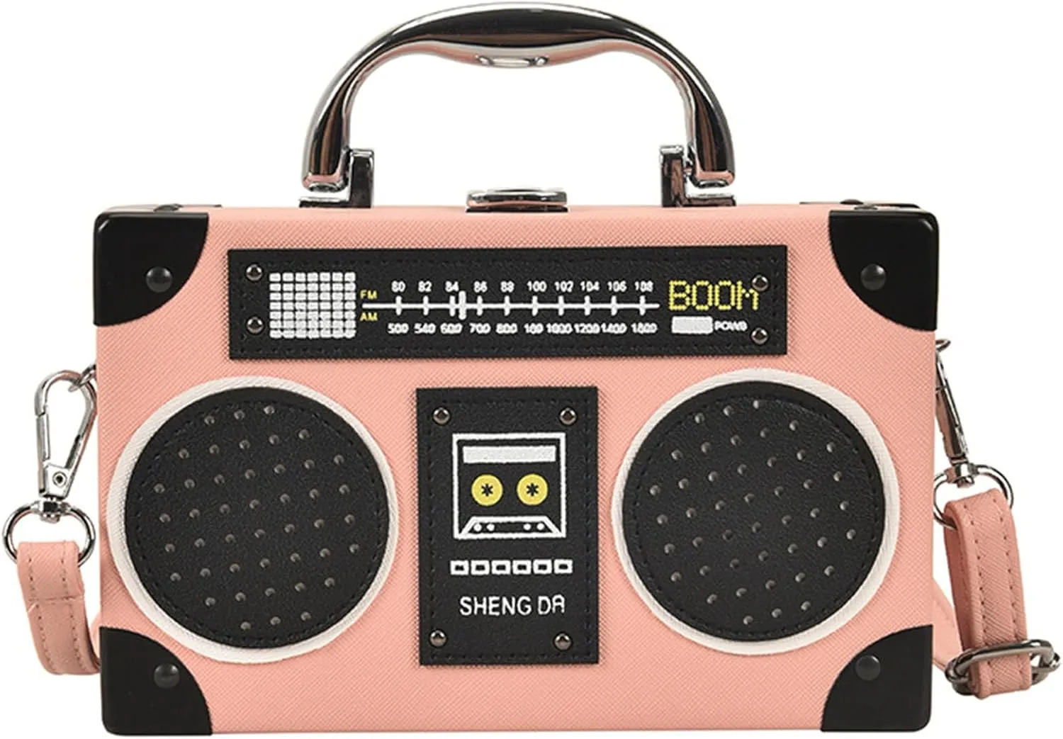 Women Retro Radio Shape Crossbody Bag, Hundred Dollar Bill Box Shoulder Bag, PU Leather Vintage Evening Clutch Purses
