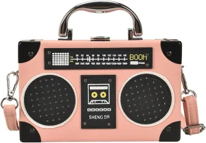 Women Retro Radio Shape Crossbody Bag, Hundred Dollar Bill Box Shoulder Bag, PU Leather Vintage Evening Clutch Purses