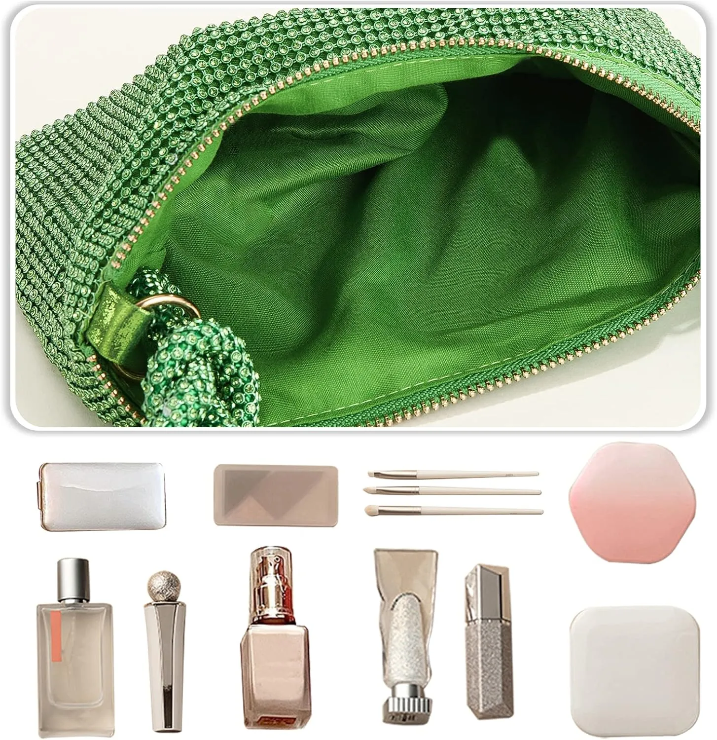 Women Rhinestone Evening Bag Crystal Clutch Bag Glitter Sparkly Handbag Wedding Purse
