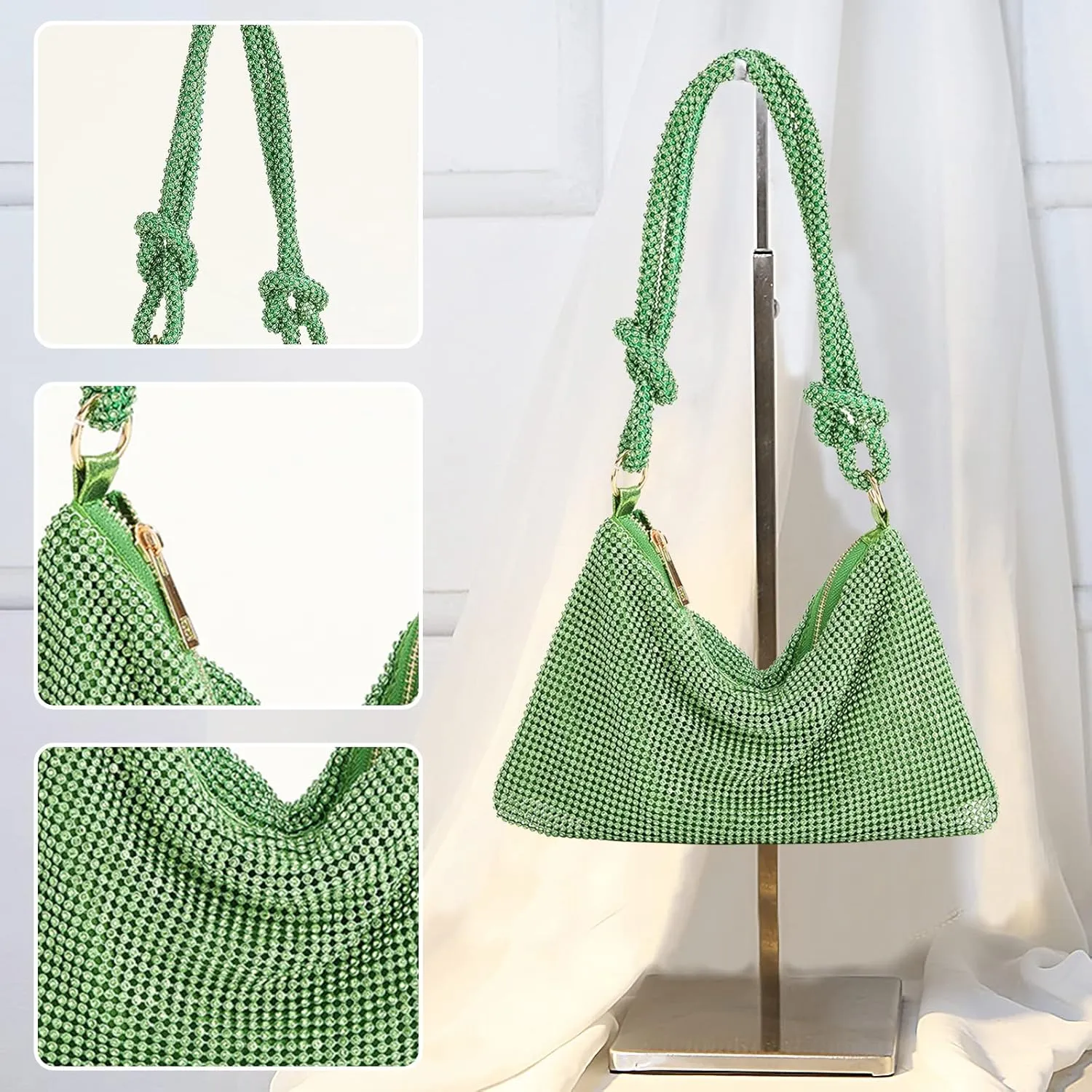 Women Rhinestone Evening Bag Crystal Clutch Bag Glitter Sparkly Handbag Wedding Purse