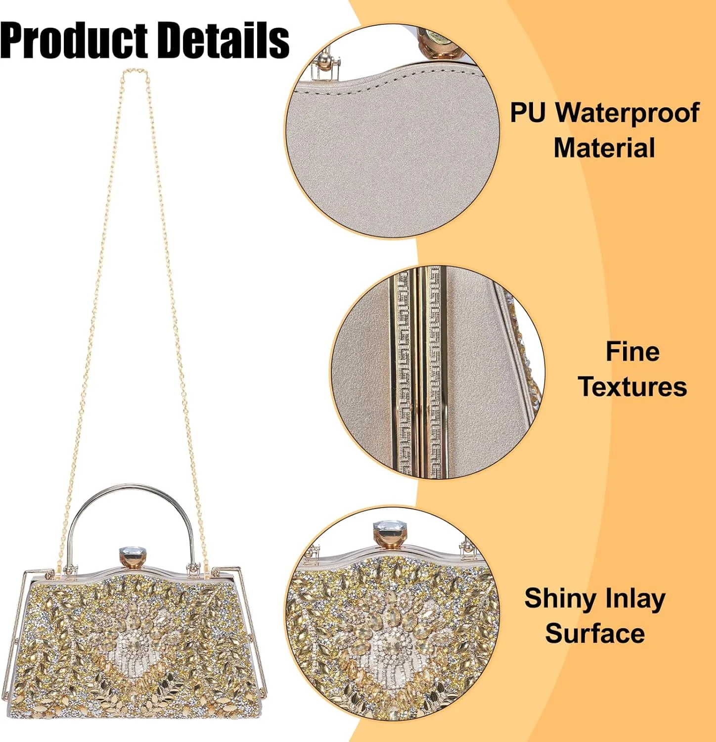 Women Rhinestone Evening Clutch Purses Diamond Handbag Weddings Formal Bag Party Sparkly Crystal Purse