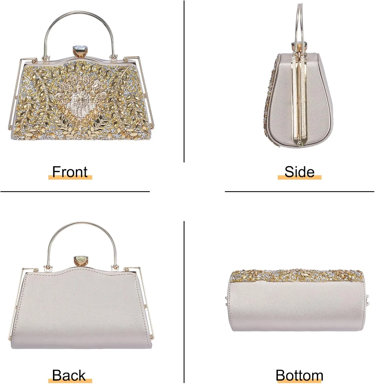 Women Rhinestone Evening Clutch Purses Diamond Handbag Weddings Formal Bag Party Sparkly Crystal Purse