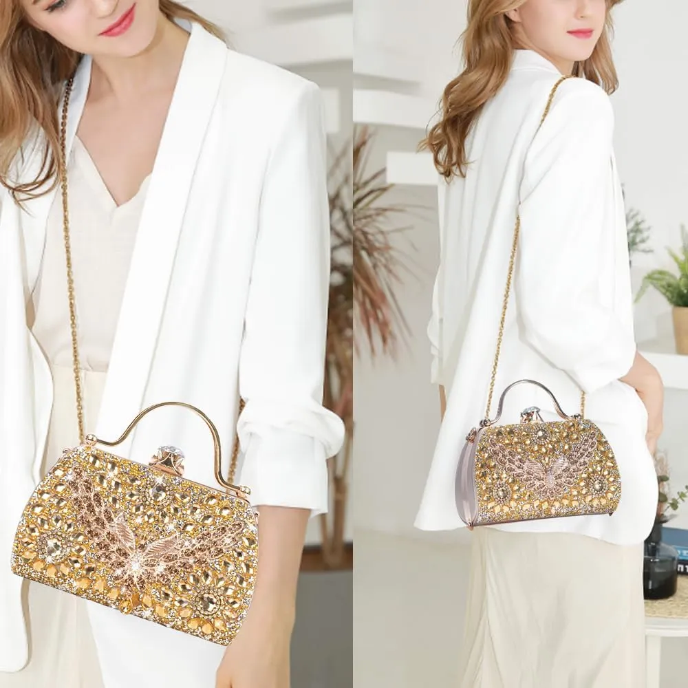 Women Rhinestone Evening Clutch Purses Diamond Handbag Weddings Formal Bag Party Sparkly Crystal Purse