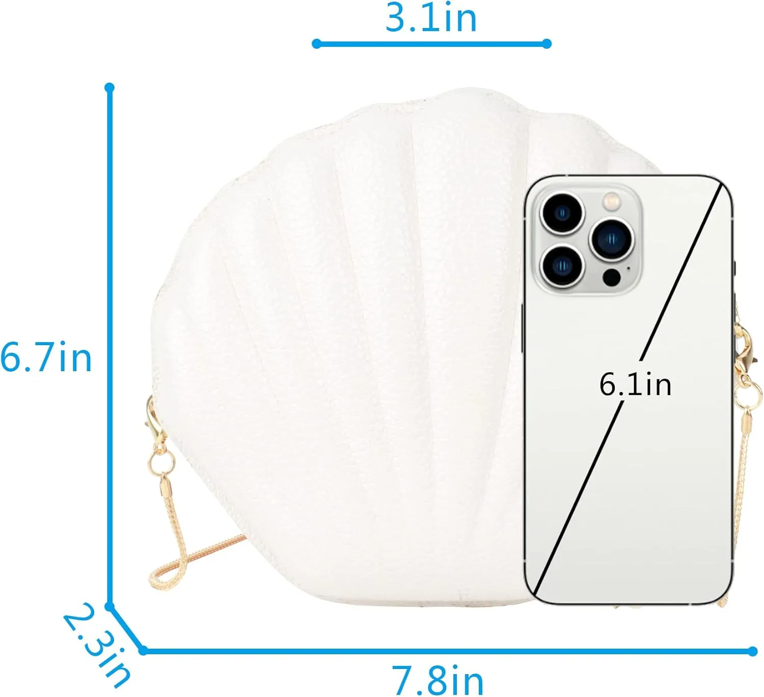 Women Seashell Evening Bag Purse Mermaid Chain Strap Clutch Handbag Shoulder Bag