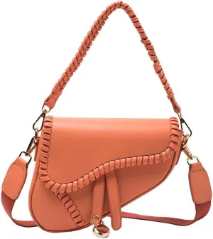 Women Small Saddle Shoulder Bag,Trendy Crossbody Bag Clutch Purse,PU Leather Satchel Bags Handbag
