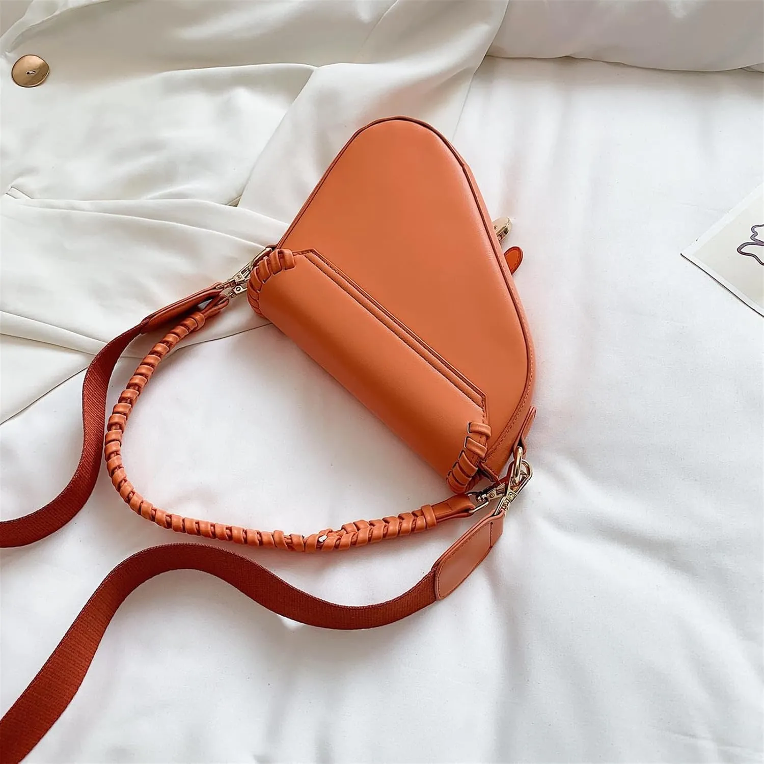 Women Small Saddle Shoulder Bag,Trendy Crossbody Bag Clutch Purse,PU Leather Satchel Bags Handbag